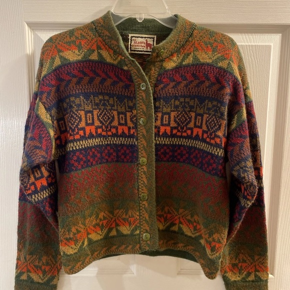 Alpaca Connection Sweaters - Alpaca Connection Peruvian Cardigan Sweater Colorful Tribal Southwest Aztec M